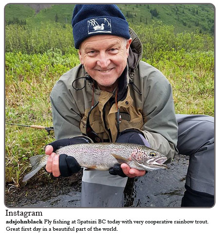 Fly fishing at Spatsizi BC today with very cooperative rainbow trout. Great first day in a beautiful part of the world. 