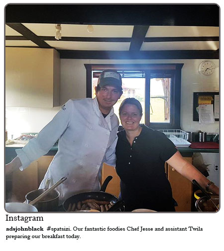 Spatsizi - Our fantastic foodies. Chef Jesse and assistant Twila preparing our breakfast today. 