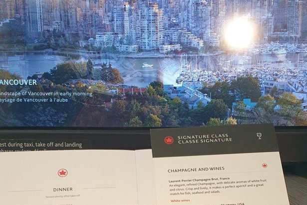A menu, a wine list, a backdrop of beautiful Vancouver harbour...aaahh ... we're finally off on Air Canada to #Spatsizi